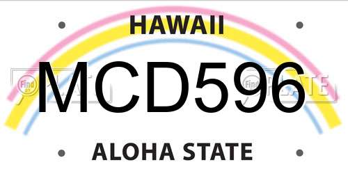 MCD596 Hawaii License Plate