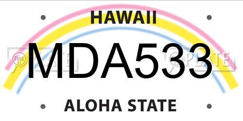 MDA533 Hawaii License Plate