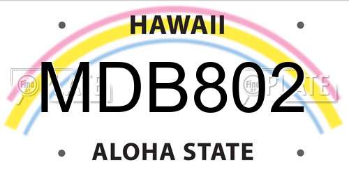 MDB802 Hawaii License Plate