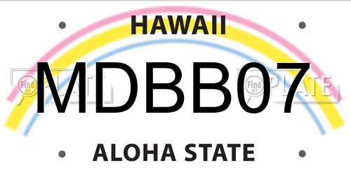 MDBB07 Hawaii License Plate