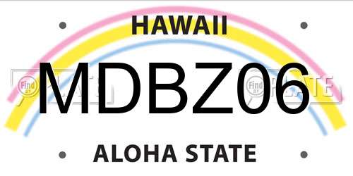 MDBZ06 Hawaii License Plate