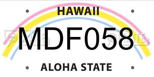 MDF058 Hawaii License Plate