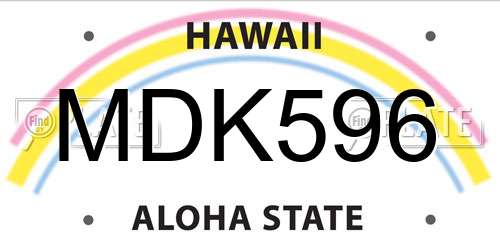 MDK596 Hawaii License Plate
