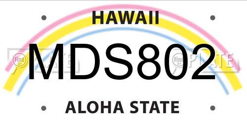 MDS802 Hawaii License Plate