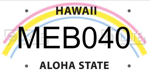 MEB040 Hawaii License Plate