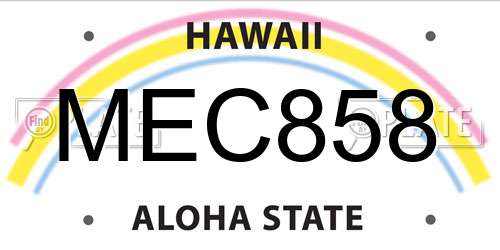 MEC858 Hawaii License Plate