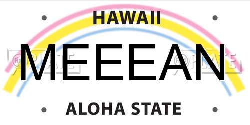 MEEEAN Hawaii License Plate