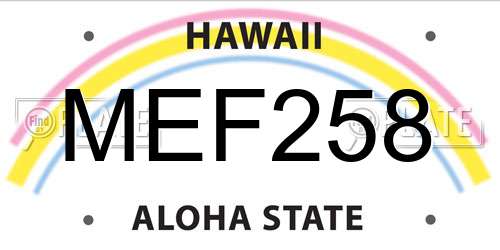 MEF258 Hawaii License Plate