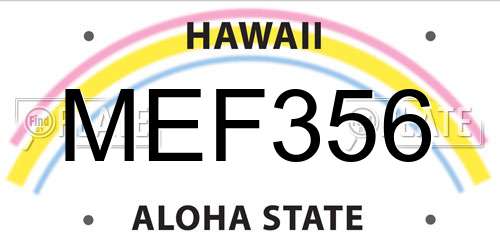 MEF356 Hawaii License Plate