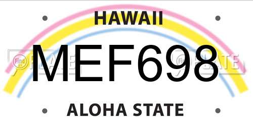 MEF698 Hawaii License Plate