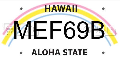 MEF69B Hawaii License Plate