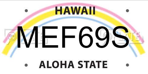 MEF69S Hawaii License Plate