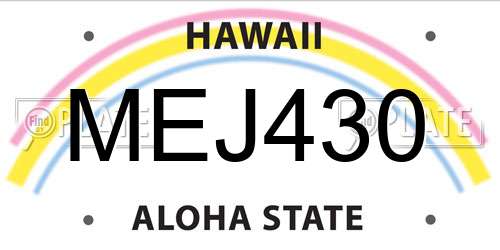 MEJ430 Hawaii License Plate