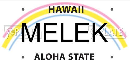MELEK Hawaii License Plate
