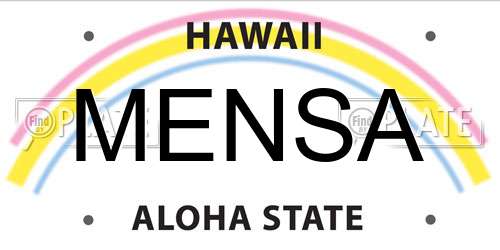 MENSA Hawaii License Plate