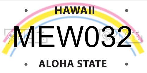 MEW032 Hawaii License Plate