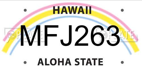 MFJ263 Hawaii License Plate