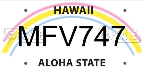 MFV747 Hawaii License Plate