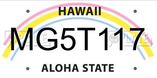 MG5T117 Hawaii License Plate