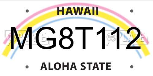 MG8T112 Hawaii License Plate