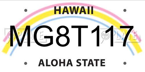 MG8T117 Hawaii License Plate