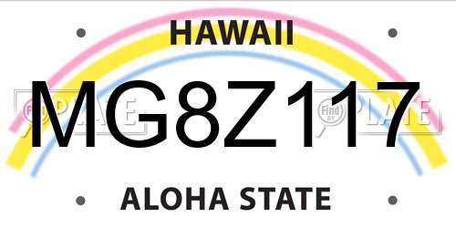 MG8Z117 Hawaii License Plate