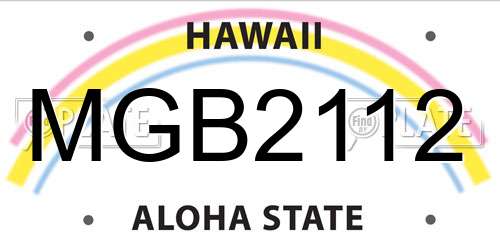 MGB2112 Hawaii License Plate