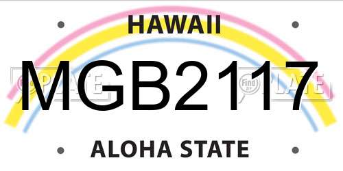 MGB2117 Hawaii License Plate