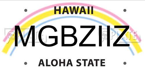 MGBZIIZ Hawaii License Plate