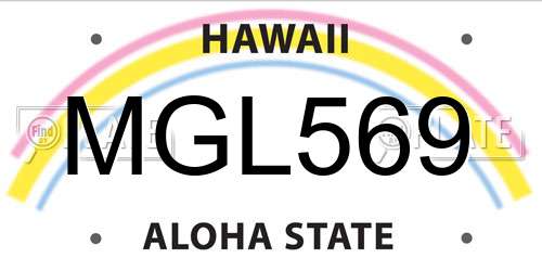 MGL569 Hawaii License Plate