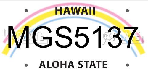 MGS5137 Hawaii License Plate