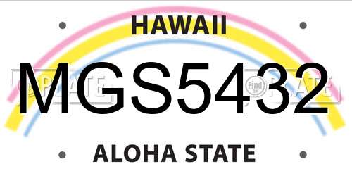 MGS5432 Hawaii License Plate