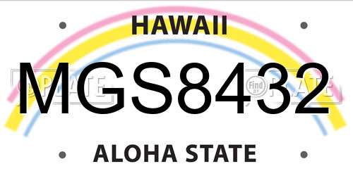 MGS8432 Hawaii License Plate