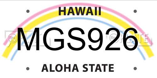 MGS926 Hawaii License Plate