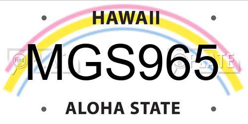 MGS965 Hawaii License Plate