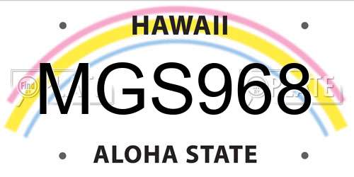 MGS968 Hawaii License Plate