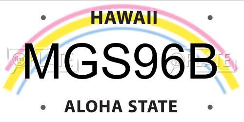 MGS96B Hawaii License Plate