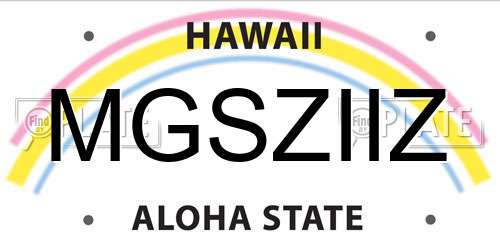 MGSZIIZ Hawaii License Plate