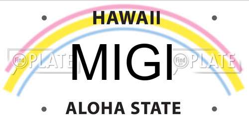 MIGI Hawaii License Plate
