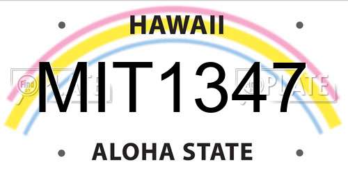 MIT1347 Hawaii License Plate