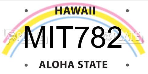 MIT782 Hawaii License Plate