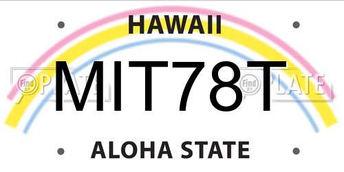 MIT78T Hawaii License Plate