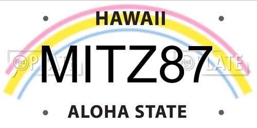 MITZ87 Hawaii License Plate