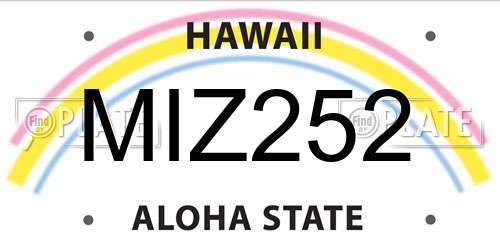 MIZ252 Hawaii License Plate