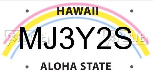 MJ3Y2S Hawaii License Plate