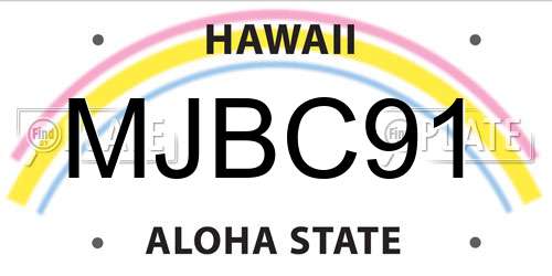 MJBC91 Hawaii License Plate