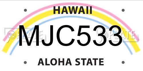 MJC533 Hawaii License Plate