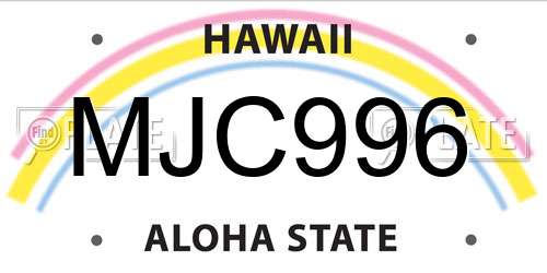 MJC996 Hawaii License Plate