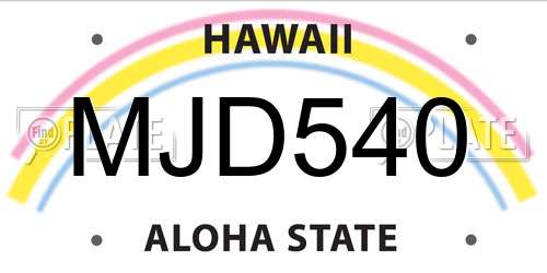 MJD540 Hawaii License Plate