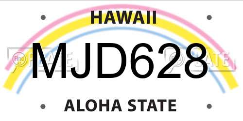 MJD628 Hawaii License Plate